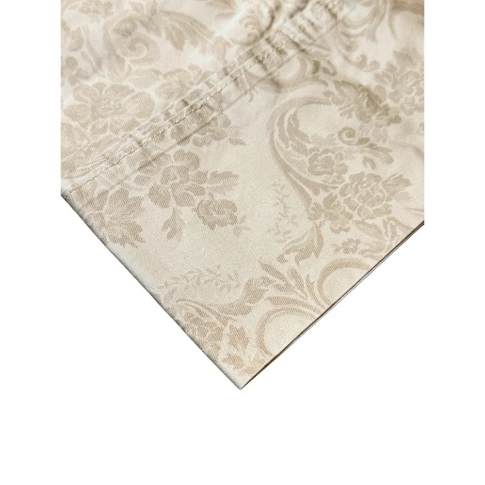 Ralph Lauren King Pillowcase Set 2 Cream Beige Damask Floral Cotton Italy Made